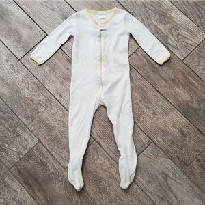 The Children's Place Zipper Closure White and Yellow Footie Size 18 Months